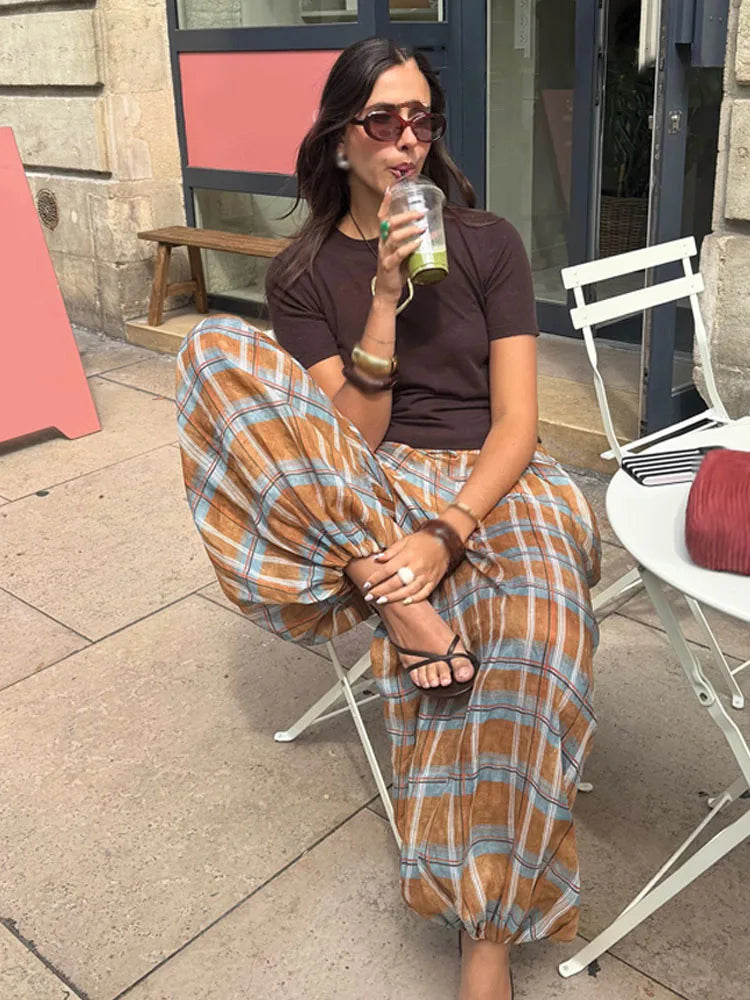 Plaid Loose Pants